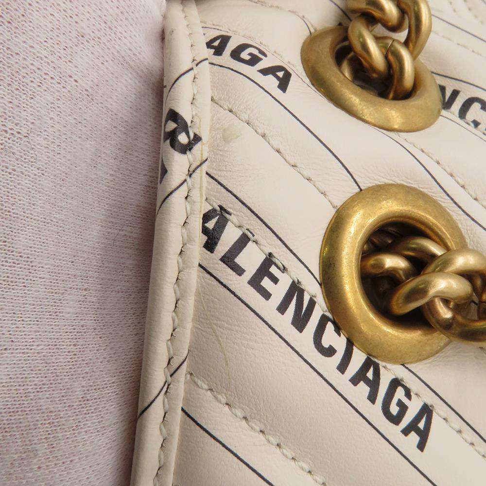 Chain Balenciaga Collaboration GG Marmont Quilted Leather White - Picture 9 of 11